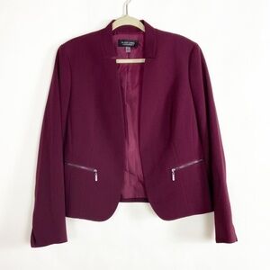 Black Label Evan Picone Wool Clasp Closure Zipper Pocket Business Suit Jacket